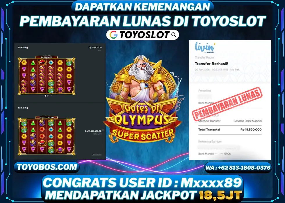 BUKTI KEMENANGAN Gates of Olympus Super Scatter Rp18,500,000- LUNAS